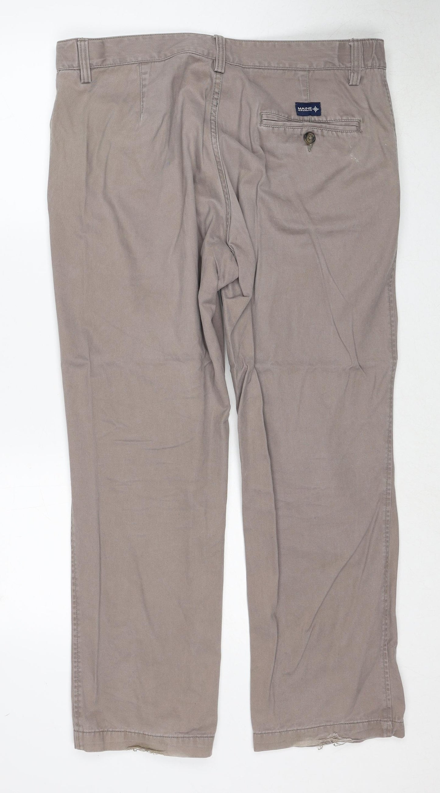 Maine Mens Beige Cotton Trousers Size 36 in L29 in Regular Zip