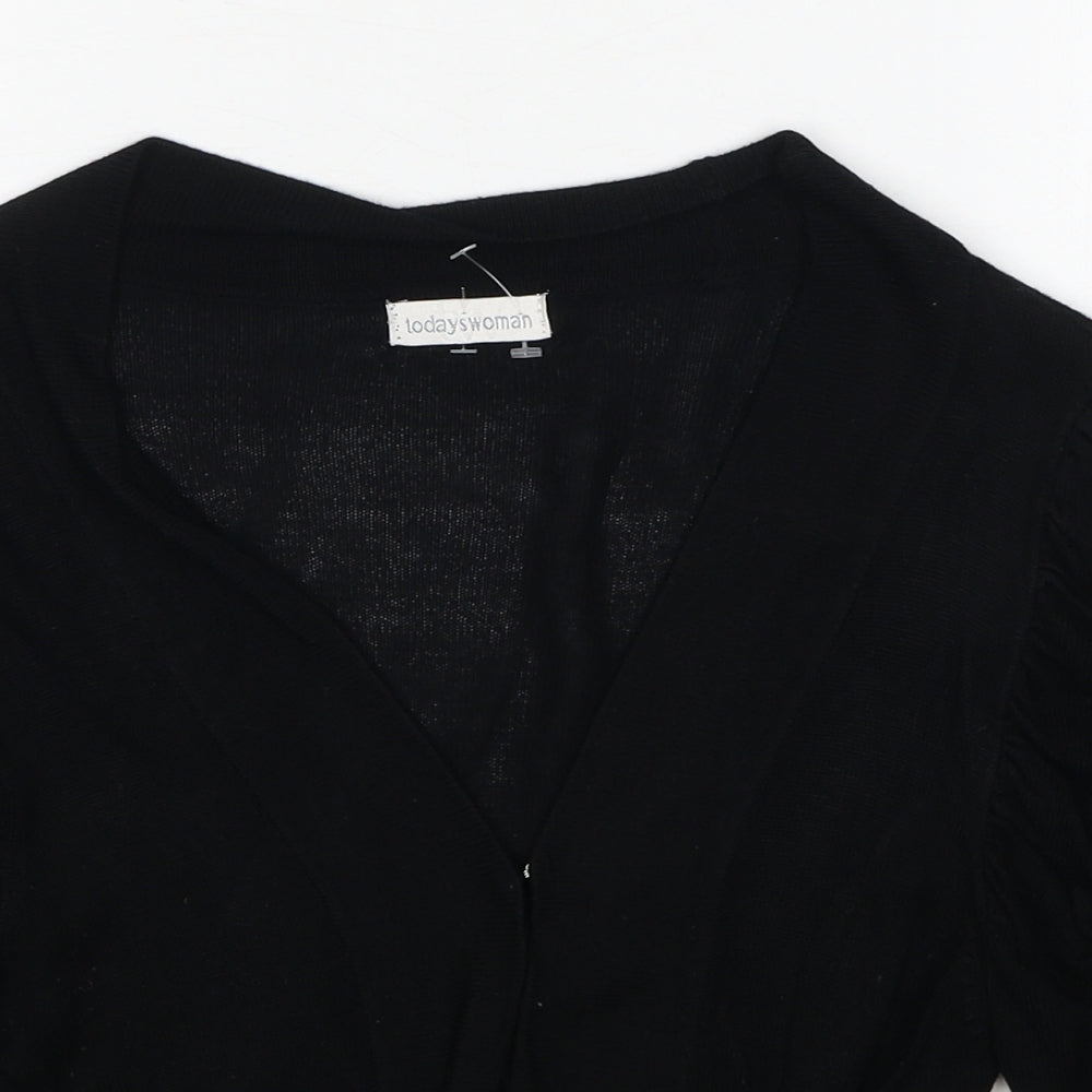 Todays Woman Womens Black Viscose Basic Blouse Size 16 V-Neck