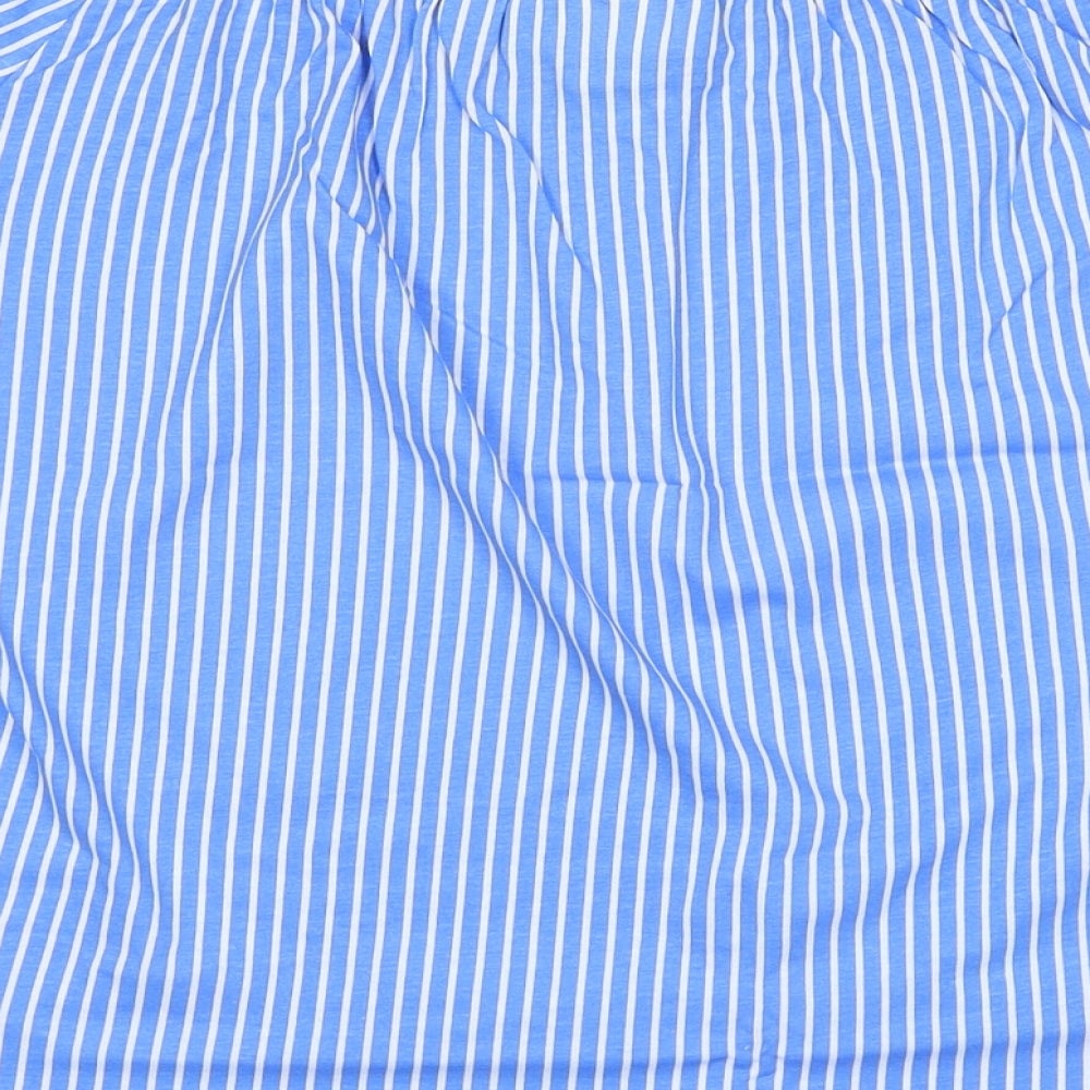 H&M Womens Blue Striped Cotton Basic Blouse Size XS Off the Shoulder