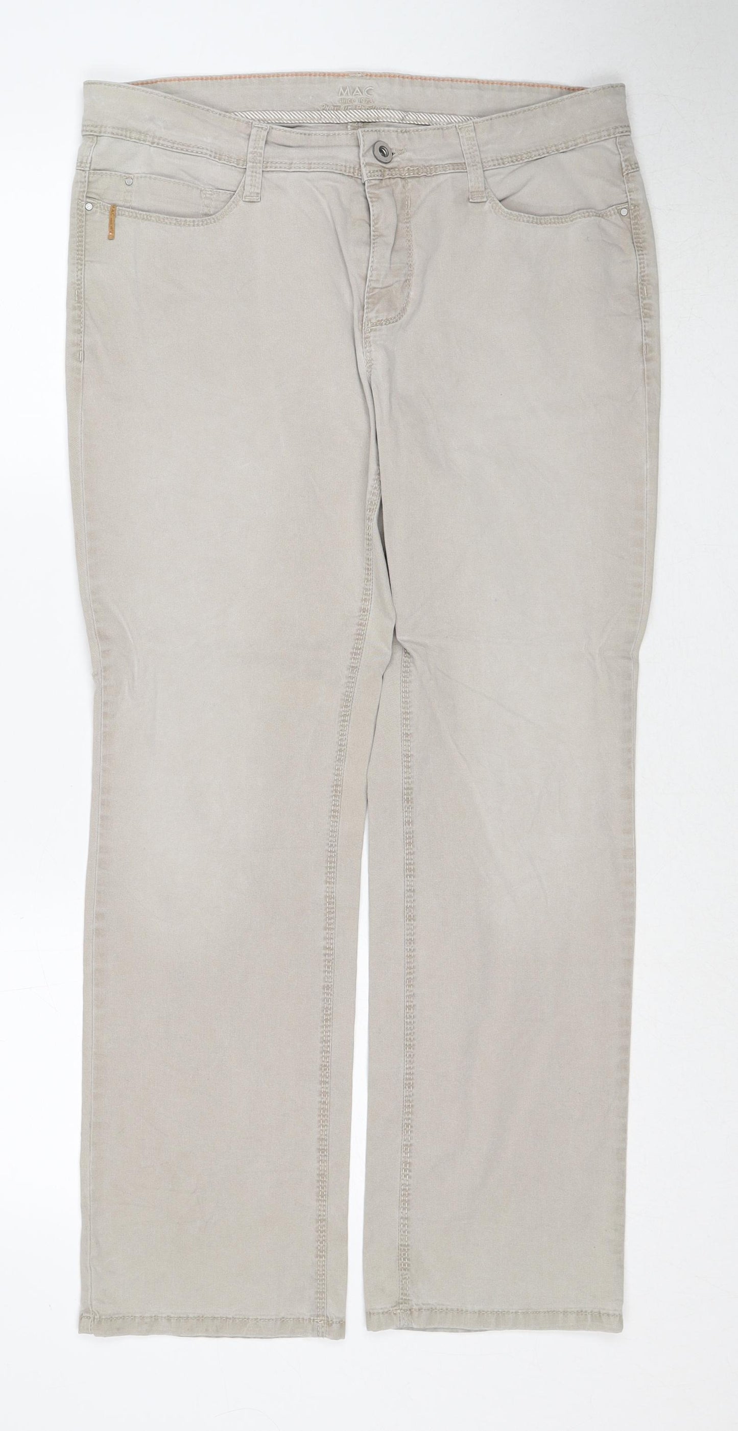 MAC Mens Beige Cotton Trousers Size 32 in Regular Zip