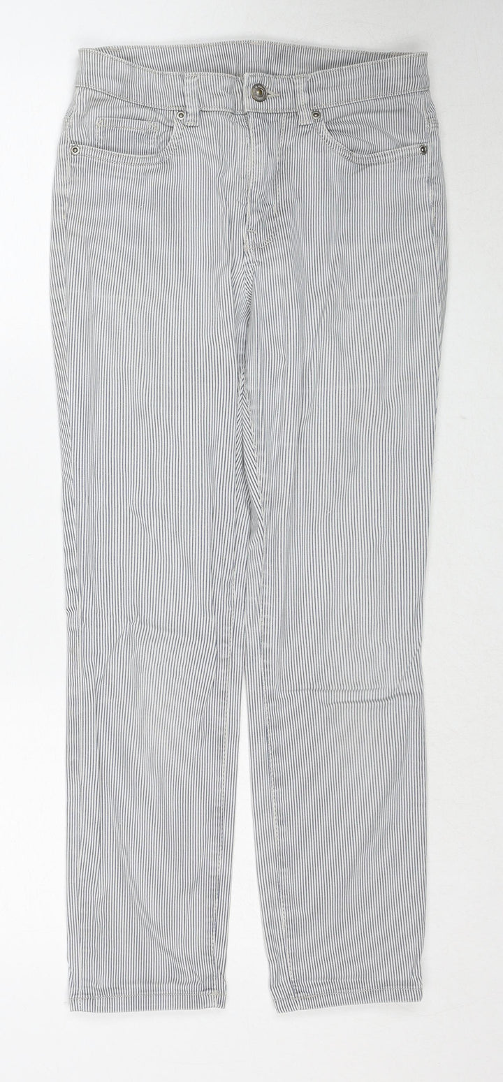 Label Of Grade Womens Blue Striped Cotton Straight Jeans Size 26 in Regular Button