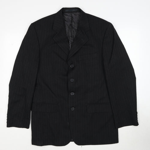 Principles Mens Black Striped Wool Jacket Suit Jacket Size 38 Regular
