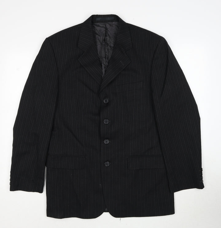 Principles Mens Black Striped Wool Jacket Suit Jacket Size 38 Regular