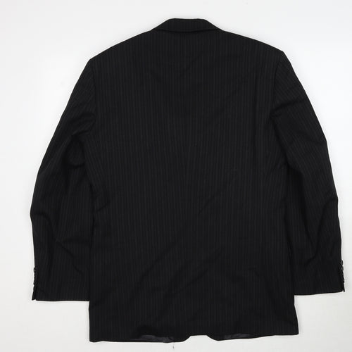 Principles Mens Black Striped Wool Jacket Suit Jacket Size 38 Regular