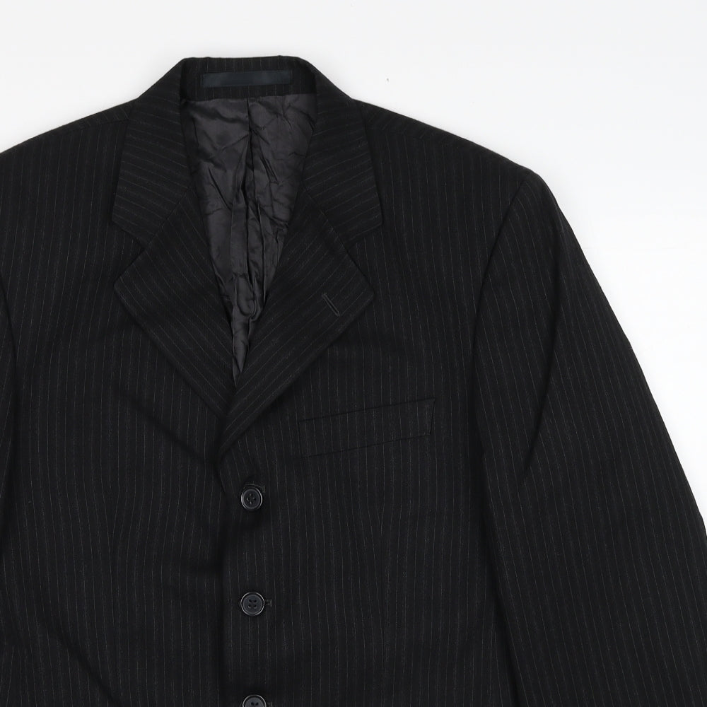 Principles Mens Black Striped Wool Jacket Suit Jacket Size 38 Regular