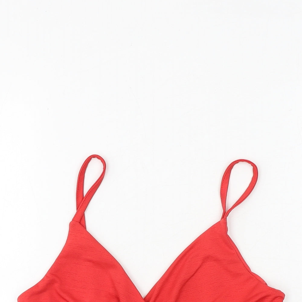 Missguided Womens Red Polyester Cropped Tank Size 10 V-Neck