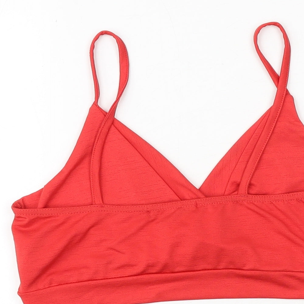 Missguided Womens Red Polyester Cropped Tank Size 10 V-Neck