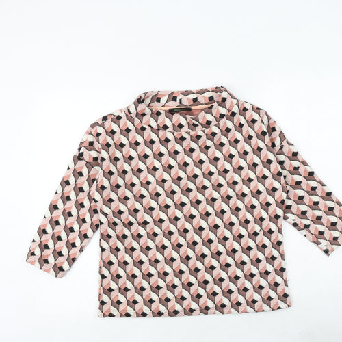 Mongul Womens Multicoloured Geometric Cotton Basic Blouse Size S Round Neck