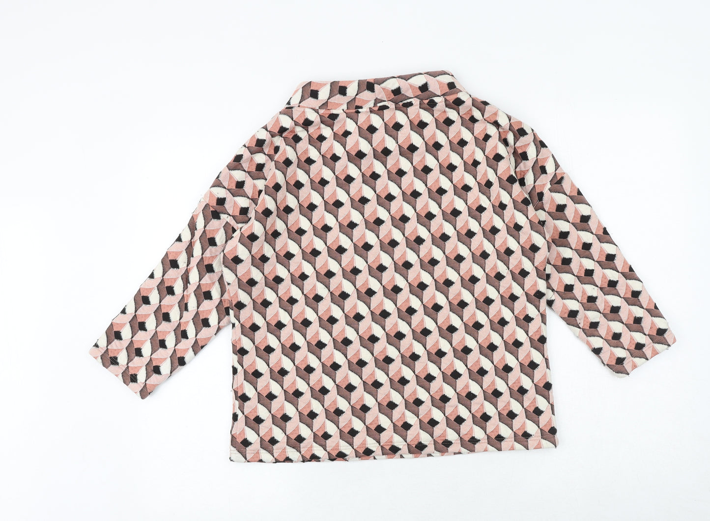 Mongul Womens Multicoloured Geometric Cotton Basic Blouse Size S Round Neck