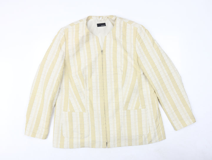 Andrea Womens Ivory Striped Jacket Size 20 Zip