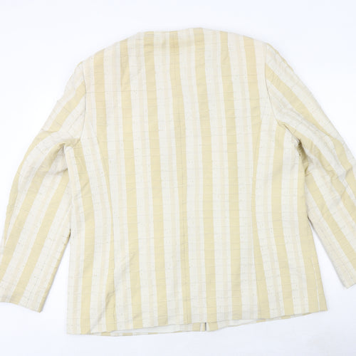 Andrea Womens Ivory Striped Jacket Size 20 Zip