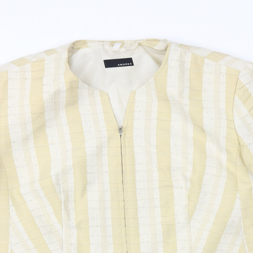 Andrea Womens Ivory Striped Jacket Size 20 Zip