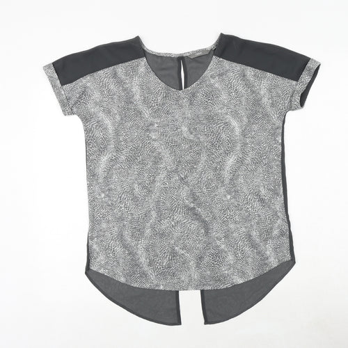 NEXT Womens Grey Geometric Polyester Basic Blouse Size 6 Round Neck