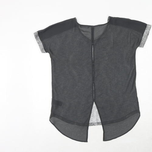 NEXT Womens Grey Geometric Polyester Basic Blouse Size 6 Round Neck
