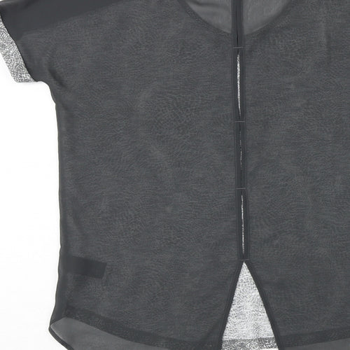 NEXT Womens Grey Geometric Polyester Basic Blouse Size 6 Round Neck