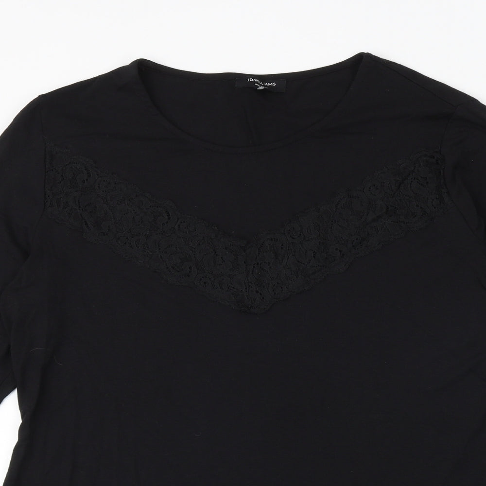 JD Williams Womens Black Polyester Basic T-Shirt Size 12 Round Neck