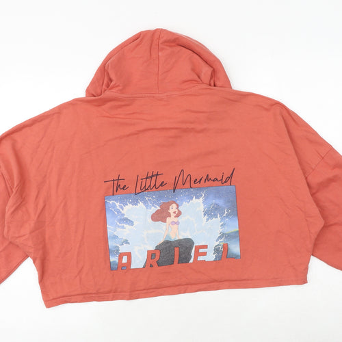 Disney Womens Pink Cotton Pullover Hoodie Size 12 Pullover - Little Mermaid