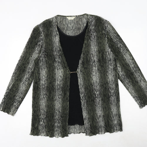 Anna Morelle Womens Green Geometric Polyester Basic Blouse Size M Round Neck