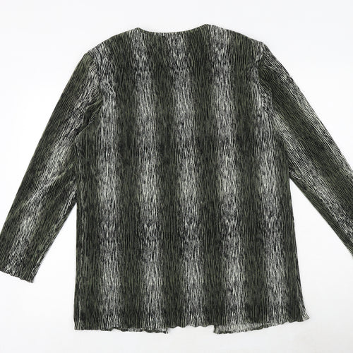 Anna Morelle Womens Green Geometric Polyester Basic Blouse Size M Round Neck