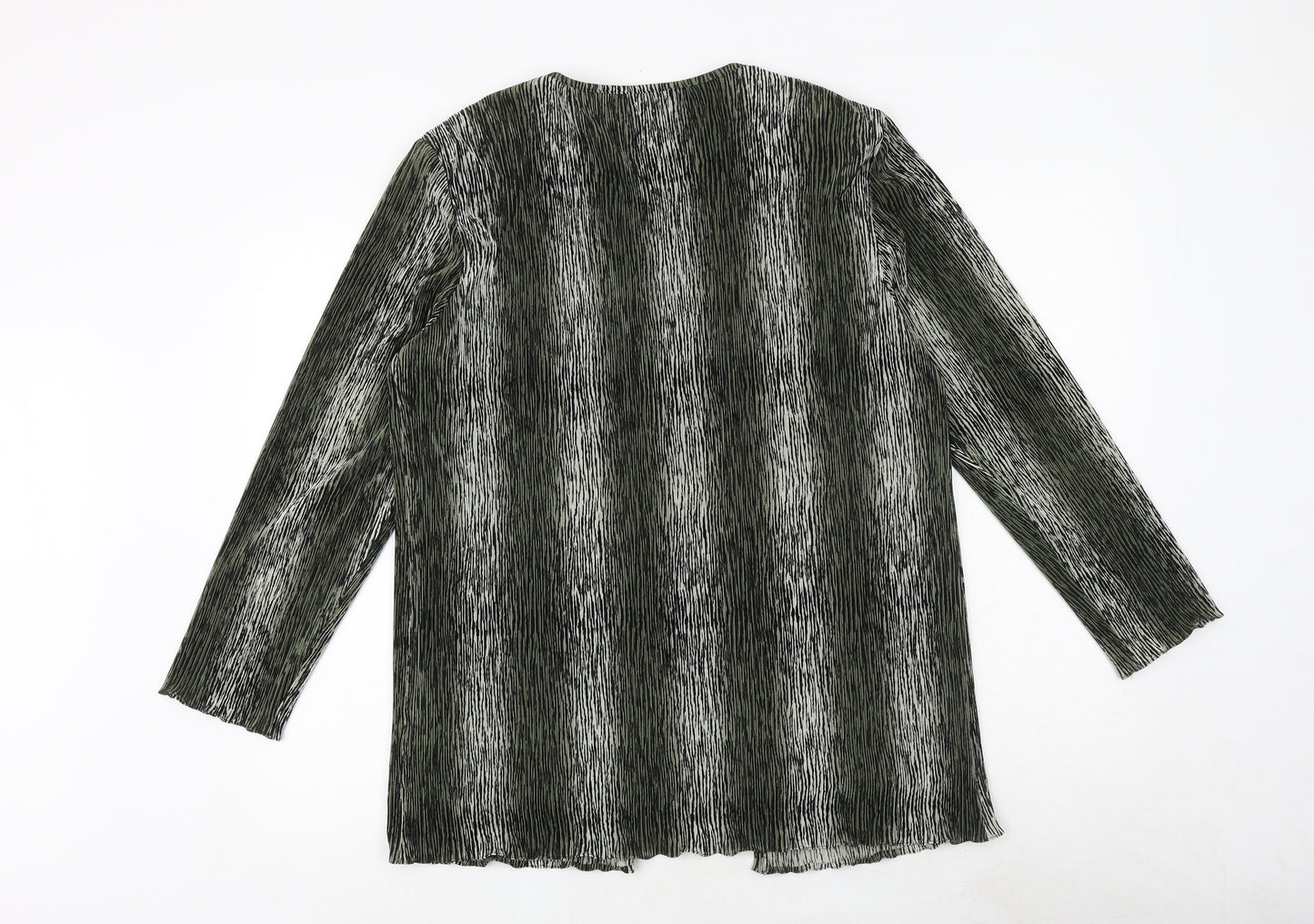 Anna Morelle Womens Green Geometric Polyester Basic Blouse Size M Round Neck