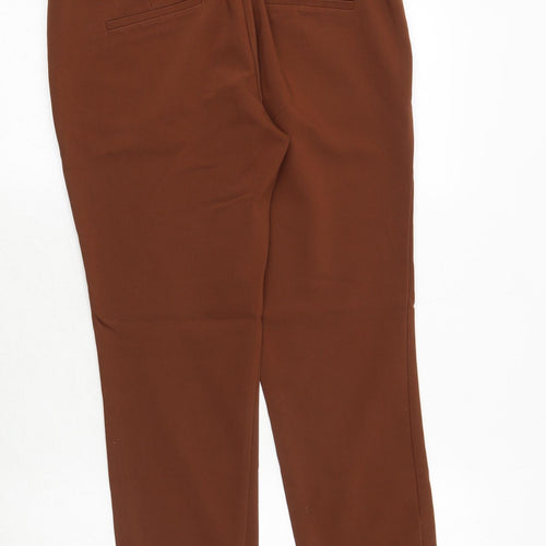 Stradivarius Womens Brown Cotton Chino Trousers Size 14 Regular Zip