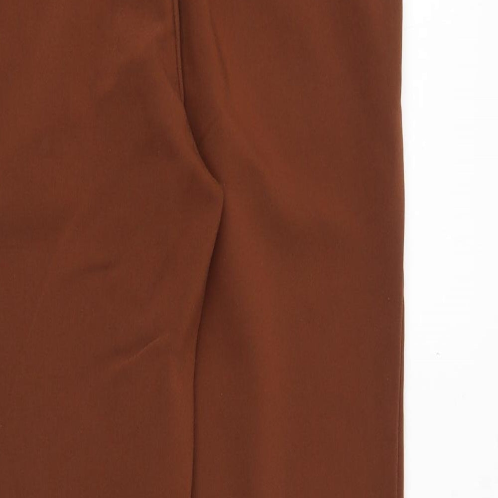 Stradivarius Womens Brown Cotton Chino Trousers Size 14 Regular Zip
