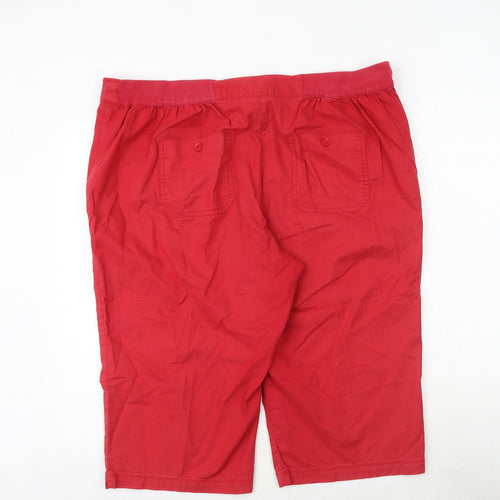 BHS Womens Red 100% Cotton Chino Shorts Size 20 Regular Button