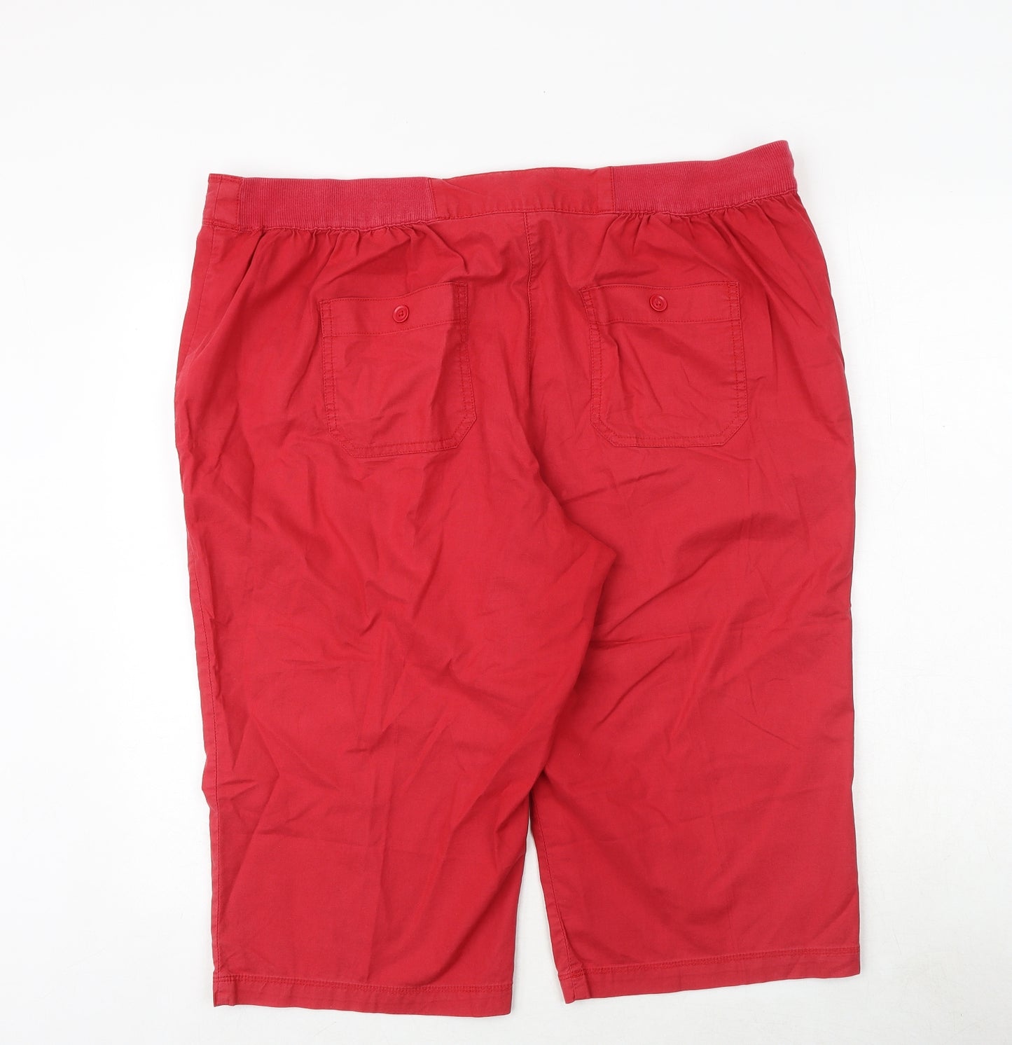 BHS Womens Red 100% Cotton Chino Shorts Size 20 Regular Button