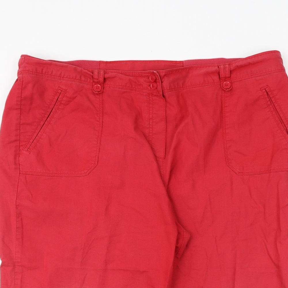 BHS Womens Red 100% Cotton Chino Shorts Size 20 Regular Button