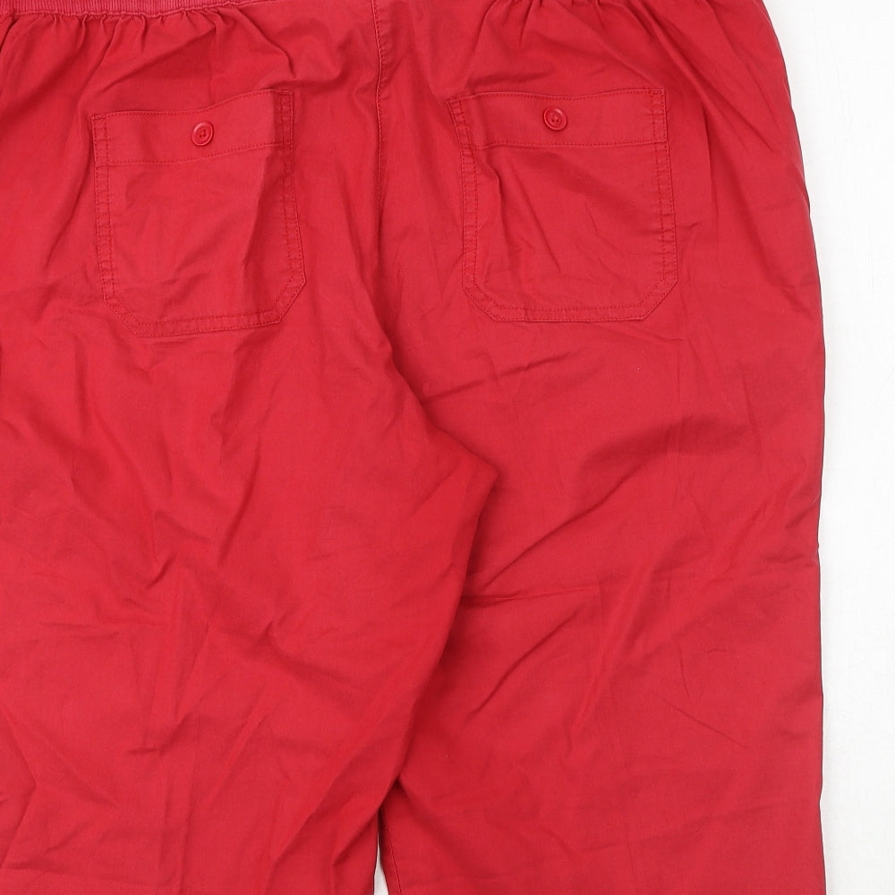 BHS Womens Red 100% Cotton Chino Shorts Size 20 Regular Button