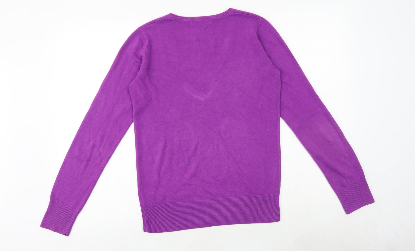 NEXT Womens Purple V-Neck Acrylic Pullover Jumper Size 10