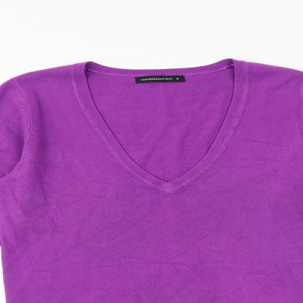 NEXT Womens Purple V-Neck Acrylic Pullover Jumper Size 10
