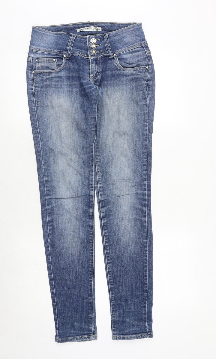 kess miss Womens Blue Cotton Skinny Jeans Size S Regular Zip
