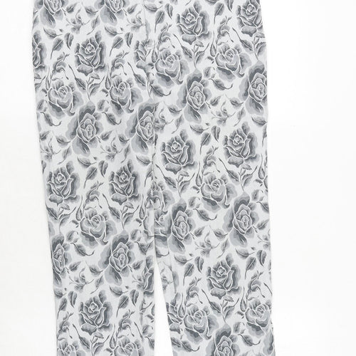 oktavia Womens Grey Floral Cotton Straight Jeans Size 12 Regular Zip