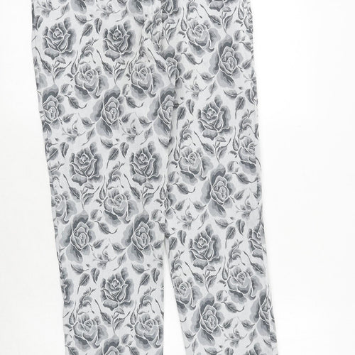oktavia Womens Grey Floral Cotton Straight Jeans Size 12 Regular Zip