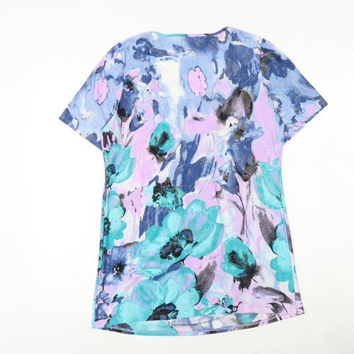 Saloos Womens Multicoloured Floral Polyester Basic T-Shirt Size S Round Neck