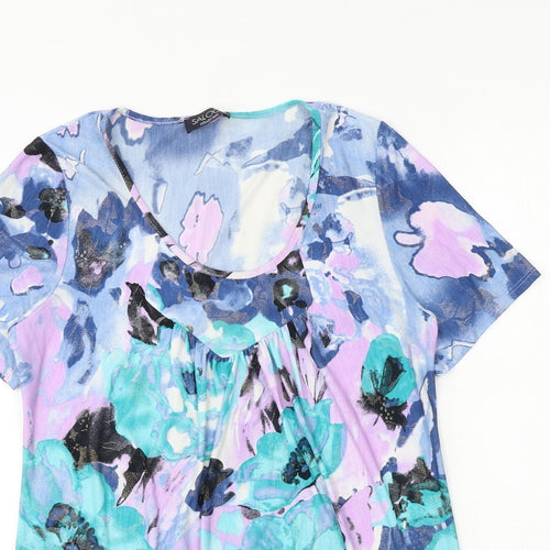 Saloos Womens Multicoloured Floral Polyester Basic T-Shirt Size S Round Neck