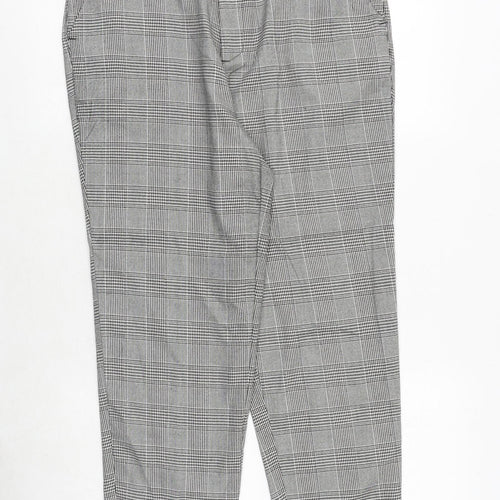 Bluesteel Mens Grey Plaid Polyester Carrot Trousers Size M Regular Zip