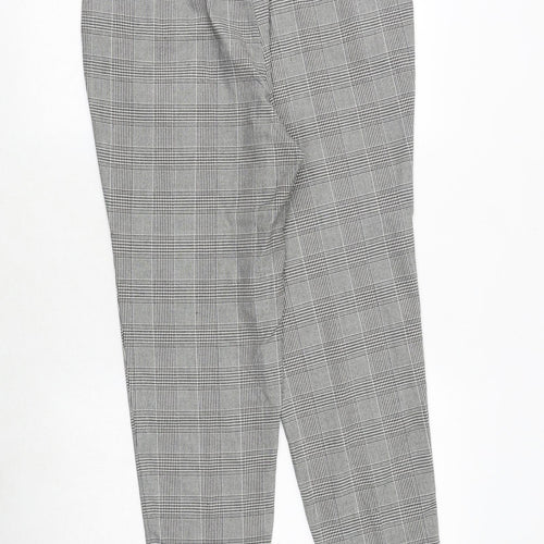 Bluesteel Mens Grey Plaid Polyester Carrot Trousers Size M Regular Zip