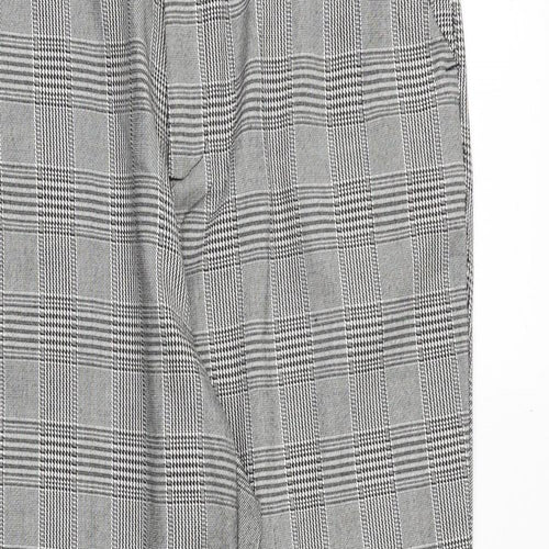 Bluesteel Mens Grey Plaid Polyester Carrot Trousers Size M Regular Zip