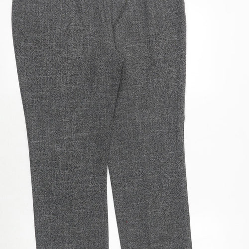 M&Co Womens Grey Geometric Polyester Chino Trousers Size 14 Regular Zip