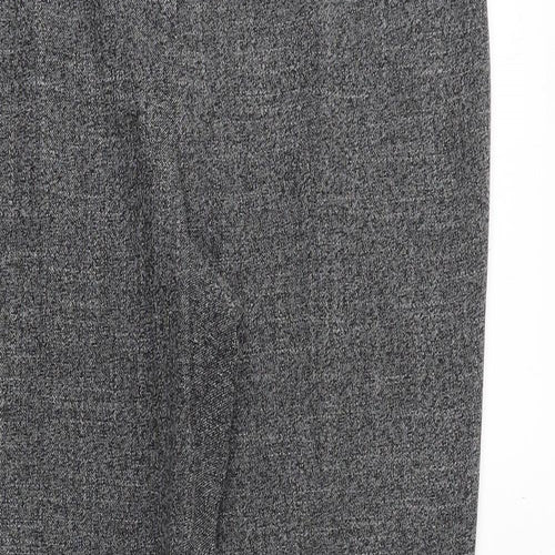 M&Co Womens Grey Geometric Polyester Chino Trousers Size 14 Regular Zip