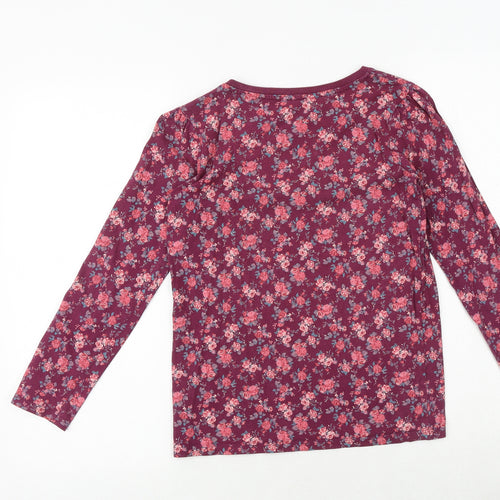 NEXT Girls Pink Floral 100% Cotton Pullover T-Shirt Size 12 Years Boat Neck Pullover