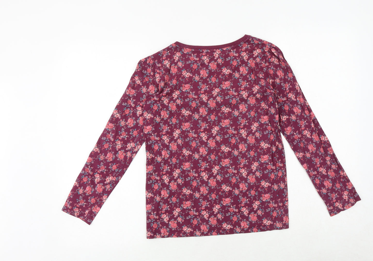NEXT Girls Pink Floral 100% Cotton Pullover T-Shirt Size 12 Years Boat Neck Pullover