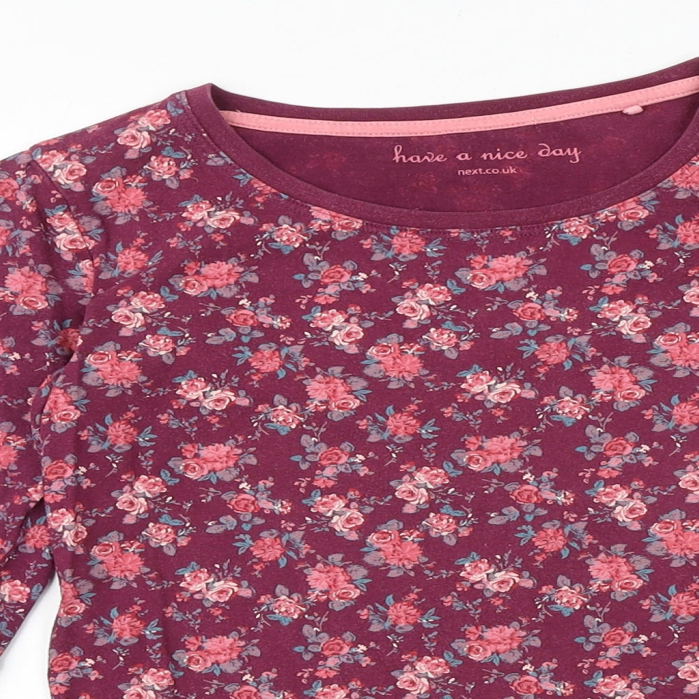 NEXT Girls Pink Floral 100% Cotton Pullover T-Shirt Size 12 Years Boat Neck Pullover