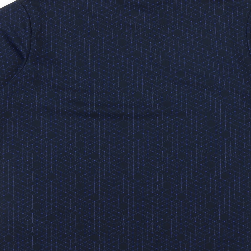 Uniqlo Boys Blue Geometric Polyester Pullover T-Shirt Size 11-12 Years Crew Neck Pullover
