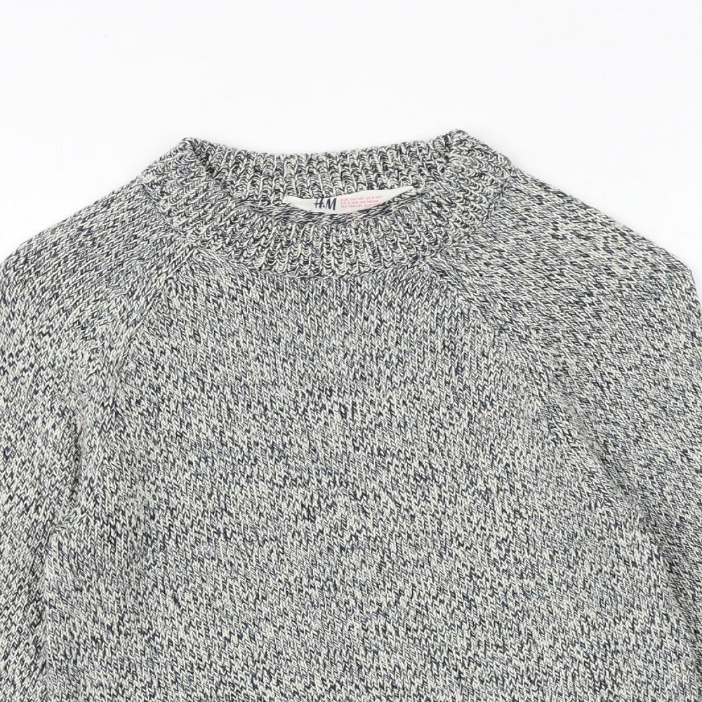 H&M Girls Grey Crew Neck 100% Cotton Pullover Jumper Size 9-10 Years Pullover