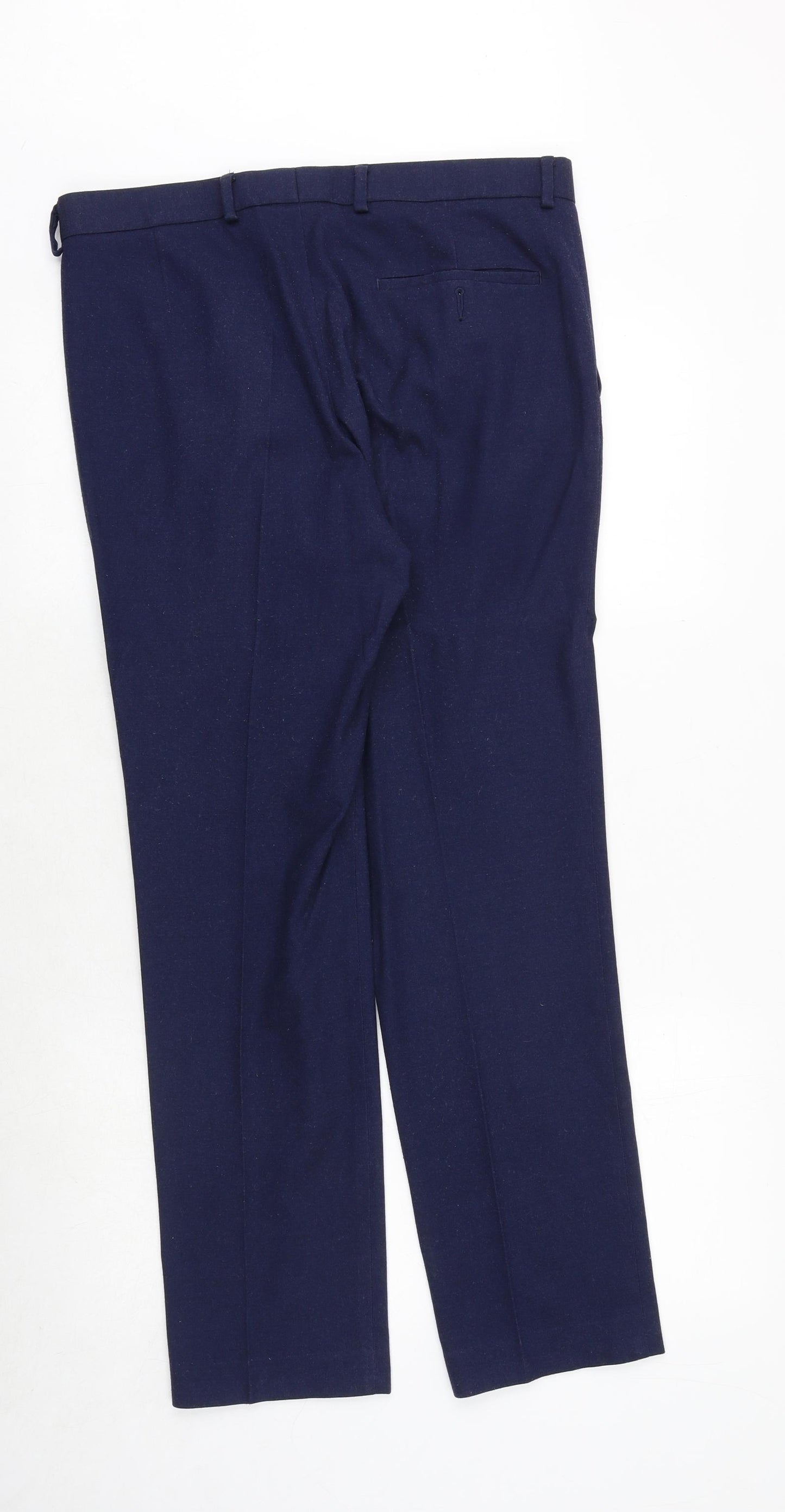 Marks and Spencer Mens Blue Viscose Dress Pants Trousers Size 34 in Slim Zip