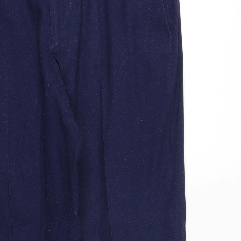 Marks and Spencer Mens Blue Viscose Dress Pants Trousers Size 34 in Slim Zip