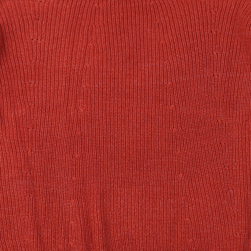 Glassons Womens Orange V-Neck Cotton Pullover Jumper Size M